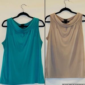 Ann Taylor Cowl Neck Top Bundle sz L Teal/beige